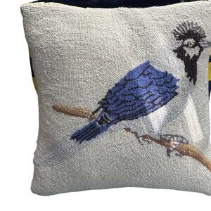 Chandler 4 Corner 100% Wool Pillow 18”x18” Blue Stellar Jay Velvet Back